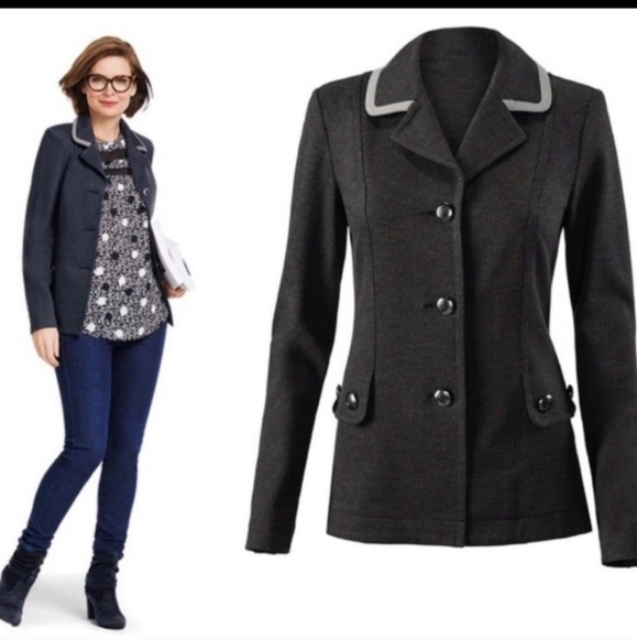 🌟 CAbi Crew Ponte Knit Gray Jacket Blazer Women’s Size Small #3030 - Picture 1 of 7